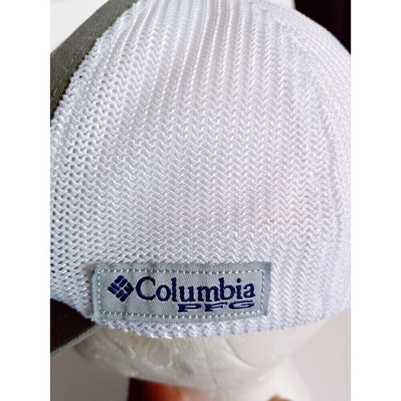 Columbia PFG Mesh Fitted Ball Cap Size Small Gray White Flex Fit Fishing Hat - Picture 3 of 9